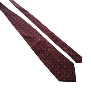 Vintage Harolds Burgundy Geometric Pattern Silk Men Designer Necktie Office Work